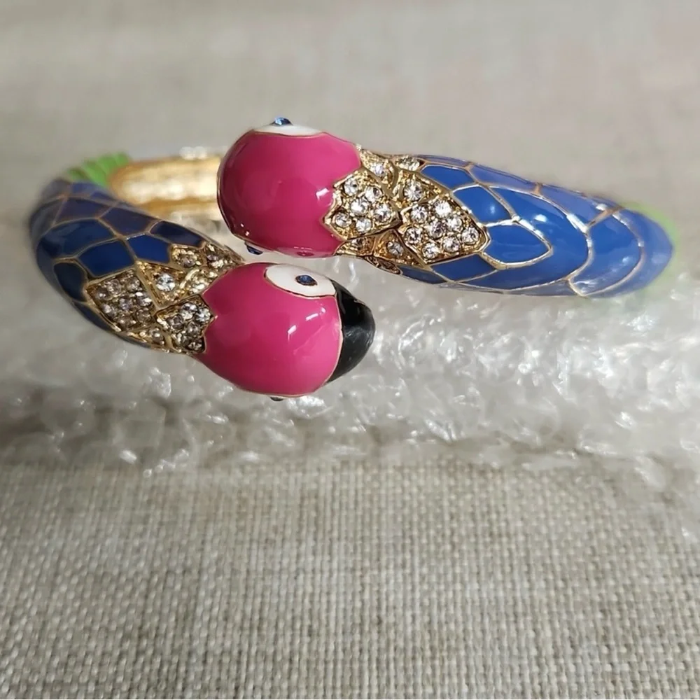Tropical Parrot Enamel Hinged Bangle Bracelet Colorful Statement (BR1212/5)